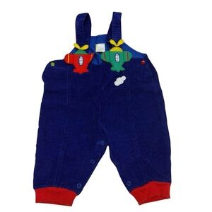 Vintage Baby Boy Corduroy Airplane Overalls